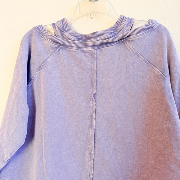 Pilcro cut out distressed sweatshirt purple top - Picture 6 of 10